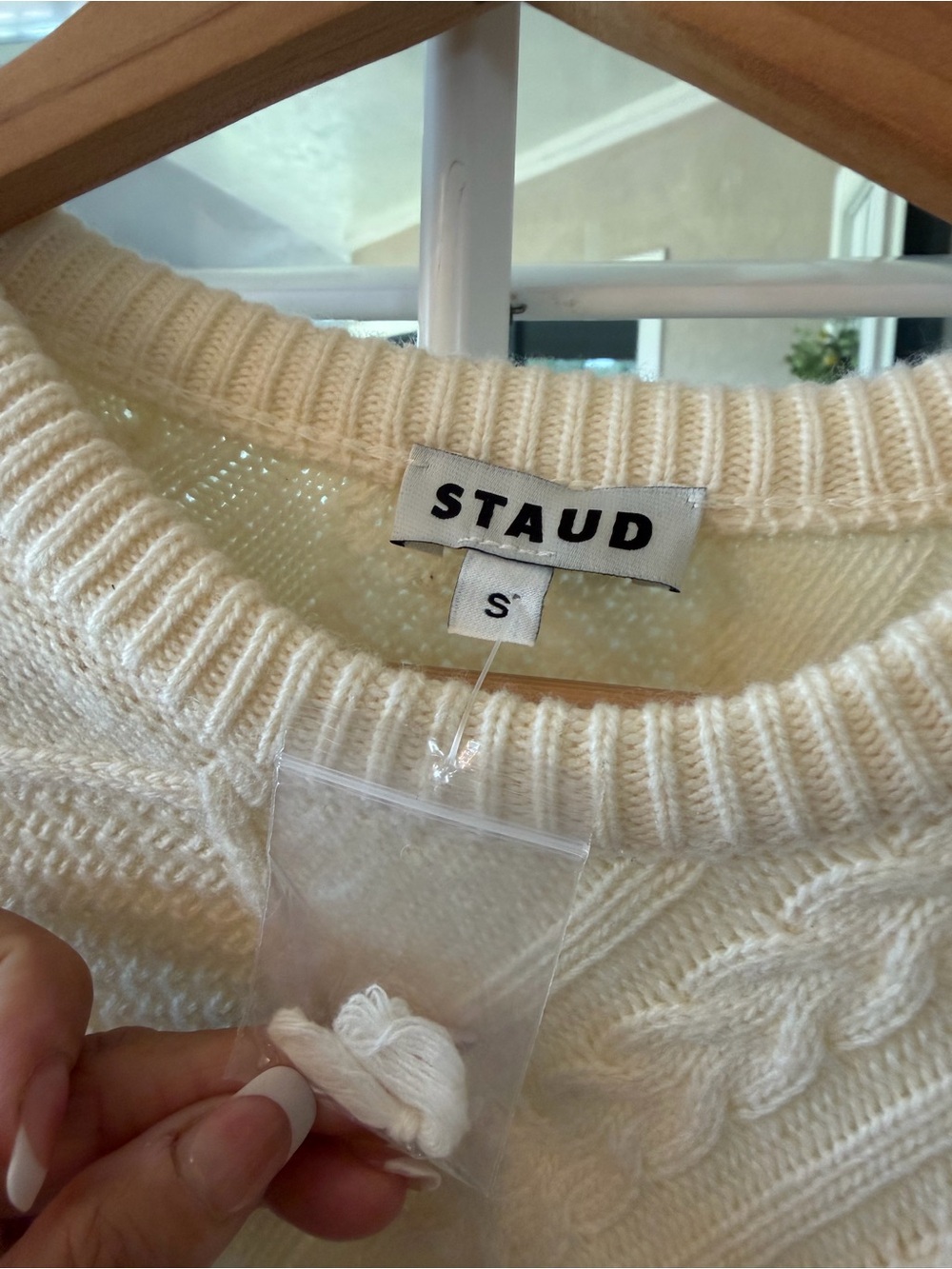 STAUD Cream Cable-Knit Fit & Flare Sweater Dress - Picture 3 of 4